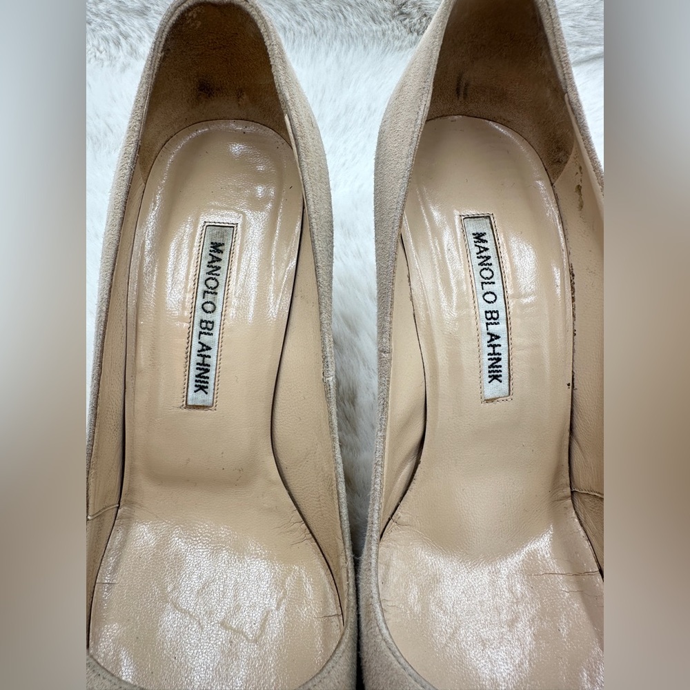 Manolo Blahnik Beige Suede nude Pumps 36.5 size 6.5‎ - Picture 8 of 13